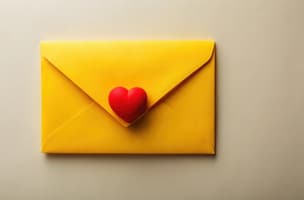yellow envelope with red heart stamp